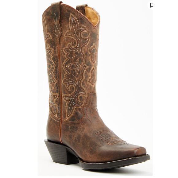 Shyanne Women's Jesse Performance Western Boots Brown Leather 8 NWT Square Toe - Picture 1 of 16